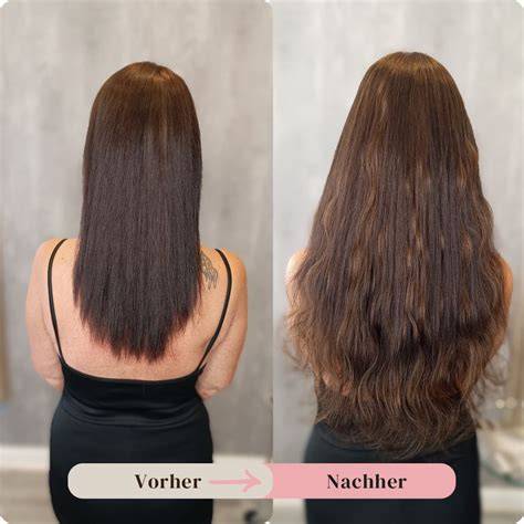 Beispiel Ergebnis: Haar vor/nach Anwendung von Kakao/Tönung