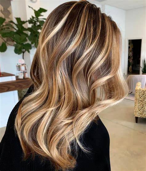 Beispiel Karamellblond Strähnchen