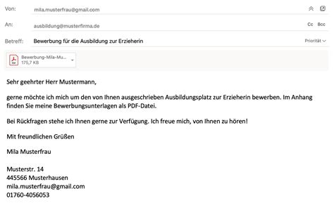 Beispiel einer Abmelde-E-Mail