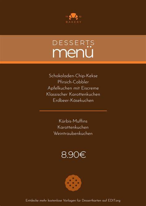 Beispiel einer eleganten Dessertkarte