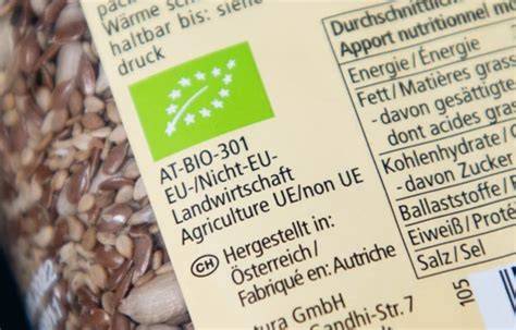 Beispiel-Etikett mit EU-Bio-Logo und Herkunftsangabe