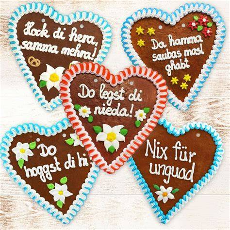 Beispiele für Beschriftungen und Sprüche auf Lebkuchenherzen