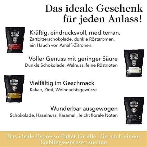 Beispiele für qualitativ hochwertige Espressobohnen und Verpackung