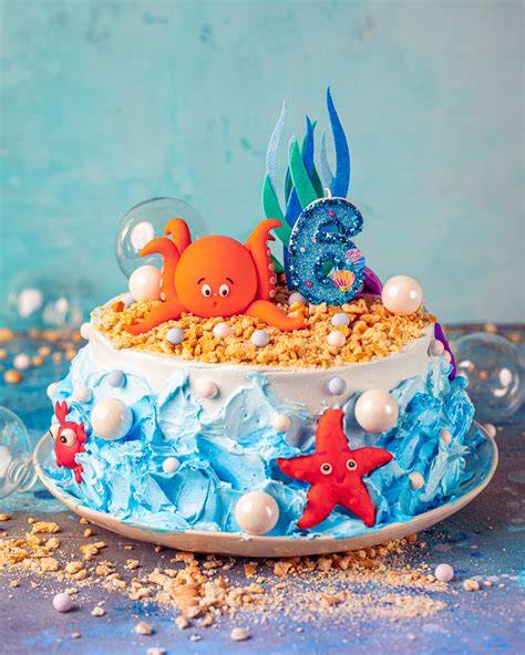 Bemalte Torte: Unterwasserwelt auf Fondant