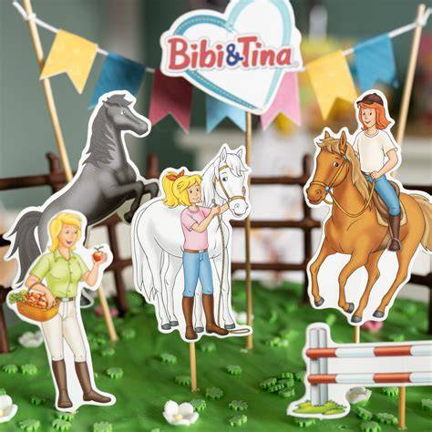 Bibi und Tina Torte fertige Dekoration mit Fondant-Bäumen und Figuren