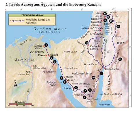 Biblische Darstellung des Auszugs aus Ägypten und des gelobten Landes