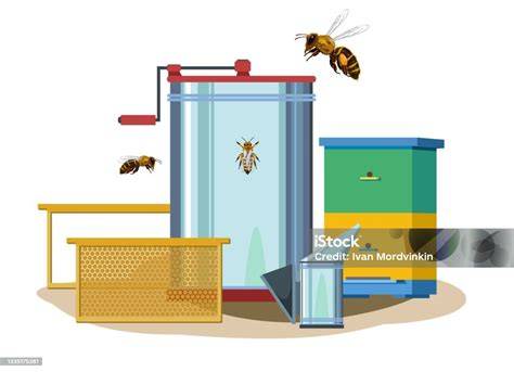 Bienenstöcke und typische Imkereiausrüstung