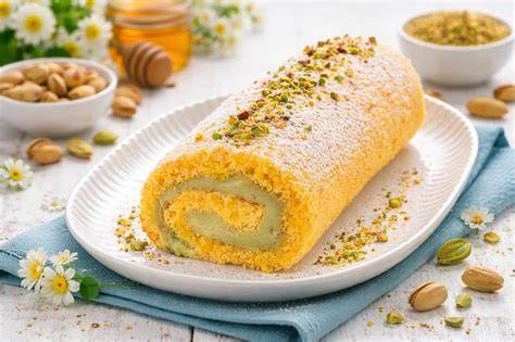 Bienenstich-Mandelbelag auf Roulade