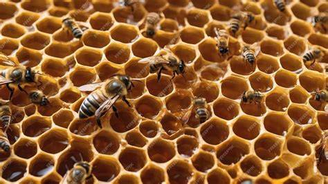 Bienenstock mit Honigwaben und anschaulicher Darstellung der Honigproduktion