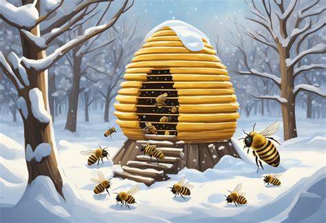 Bienenvolk im Winter mit Honigreserven