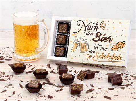 Bier Trüffel in Pralinenschachtel dekorativ verpackt