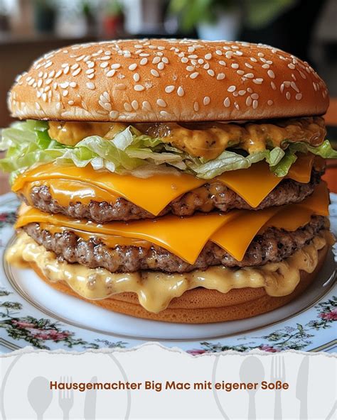 Big Mac aufgebaut: Brötchen, Patties, Sauce, Salat