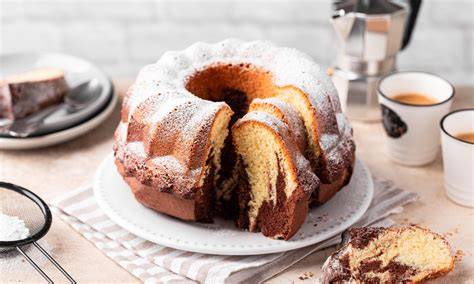 Bild: Marmorkuchen in Gugelhupf-Form, Anschnitt mit marmorierter Optik