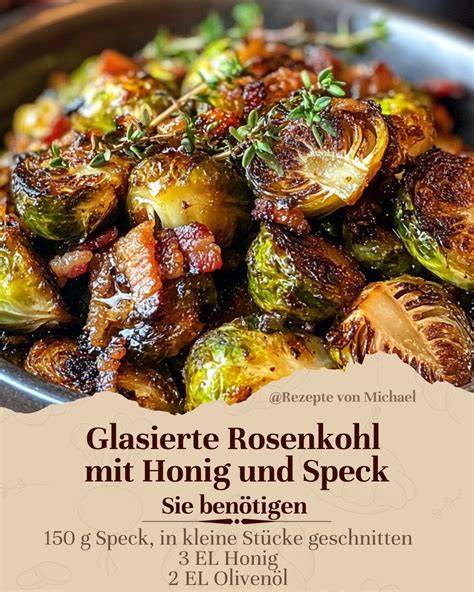 Bild: Ofen-Rosenkohl mit Honig und Speck - Röstaromen, Glasur und Nuss-Topping