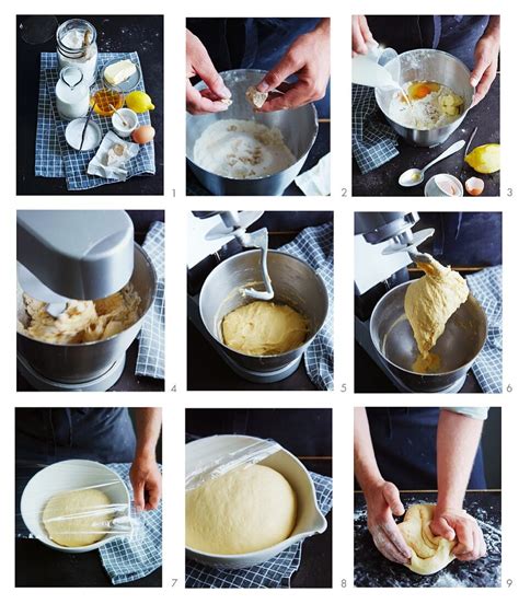 Bilder von Hefeteig Zubereitung im Backprozess