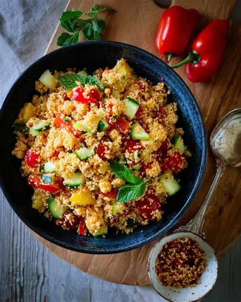 Bio-Zutaten für ein gesundes Couscous Pudding Frühstück