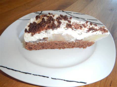 Birnen Sahne Torte mit QR-Code für Rezept