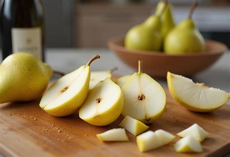 Birnen pochieren im Weißwein mit Zitronensaft