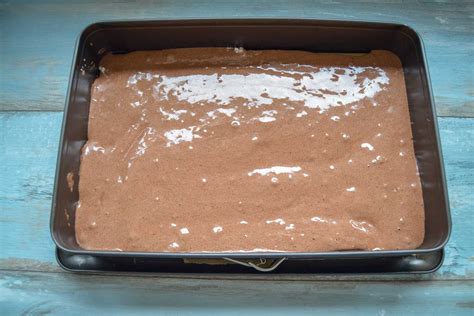 Biskuit auf dem Blech und Schokoguss-Variante