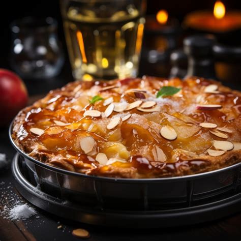 Biskuit-Schneckentorte mit Apfelfüllung und glänzendem Calvados-Guss