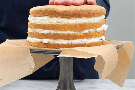 Biskuitböden und Schichten der Torte