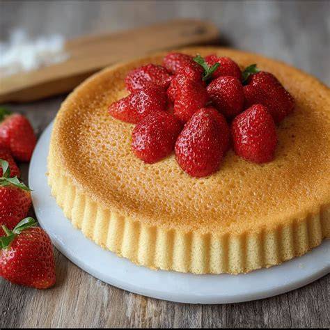 Biskuitboden für Erdbeerkuchen, Beeren und Sahne, Frühlingsdessert