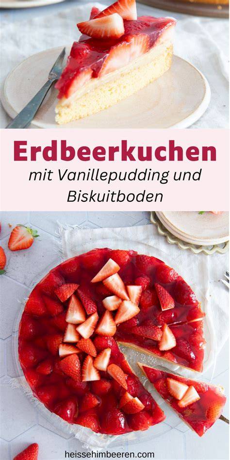 Biskuitboden mit Vanillepudding und frischen oder tiefgekühlten Erdbeeren