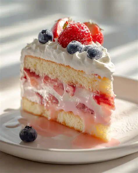 Biskuitkuchen mit Puddingcreme und frischen Erdbeeren