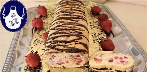 Biskuitrolle Erdbeeren Quark Schritt für Schritt