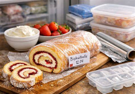 Biskuitrolle richtig abkühlen mit feuchtem Tuch