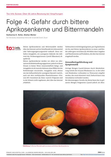 Bittermandeln und Gefahr durch Blausäure