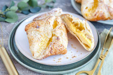 Blätterteig Quarktaschen frisch gebacken