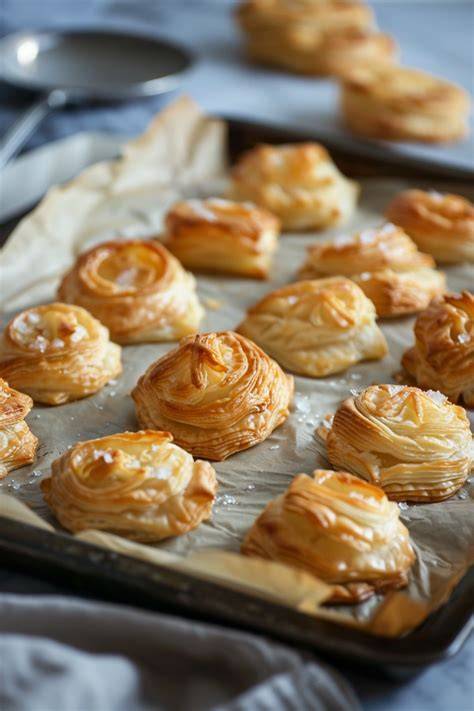 Blätterteig-Mohnschnecken auf einem Backblech