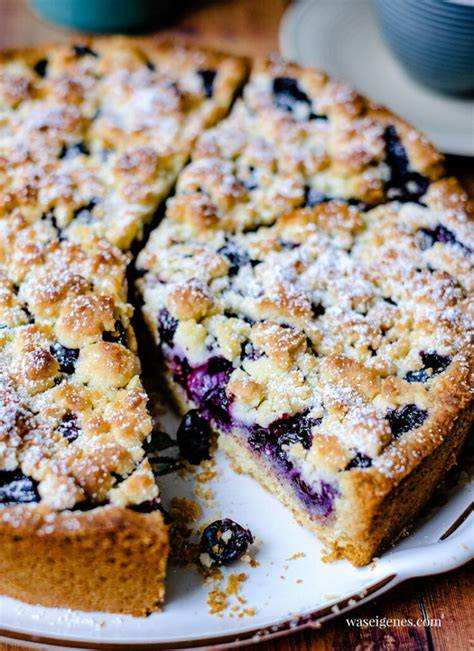 Blaubeerkuchen mit Dinkelvollkorn und Nüssen