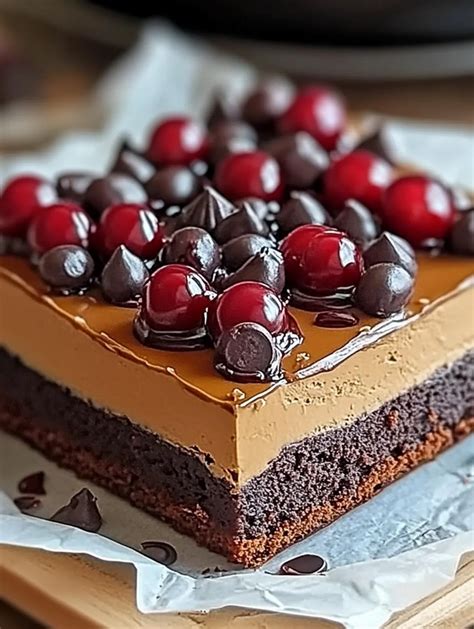 Blechkuchen Schoko-Kirsch serviert
