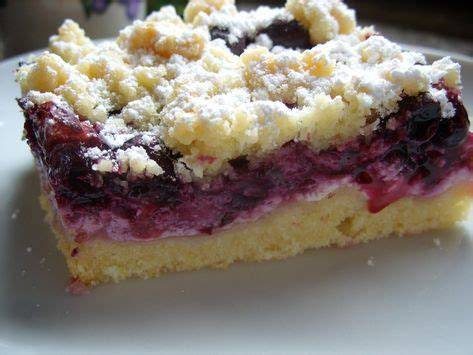 Blechkuchen mit Heidelbeeren und Pudding - Schrittfolge und Servierstücke
