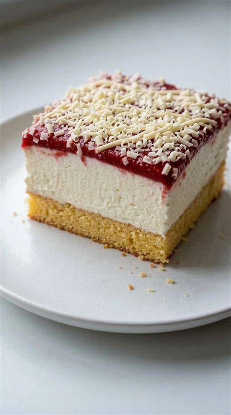 Blechkuchen mit einer Schicht Schmandcreme