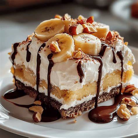 Boden des Bananensplit Kuchens nach dem Backen