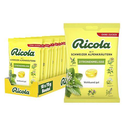 Bonbons und Kräuter: Ricola Zitronenmelisse Packung und Inhaltsstoffe