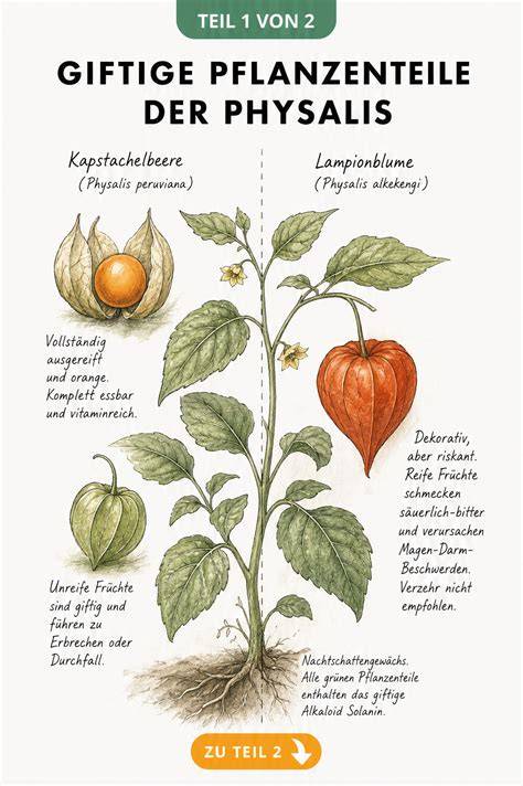Botanische Illustration: Physalis und verwandte Nachtschattengewächse