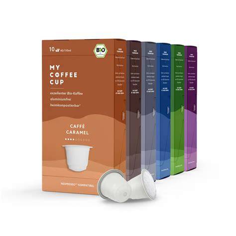 Box mit My Coffee Cup Kapseln und Cup Verde Kapseln