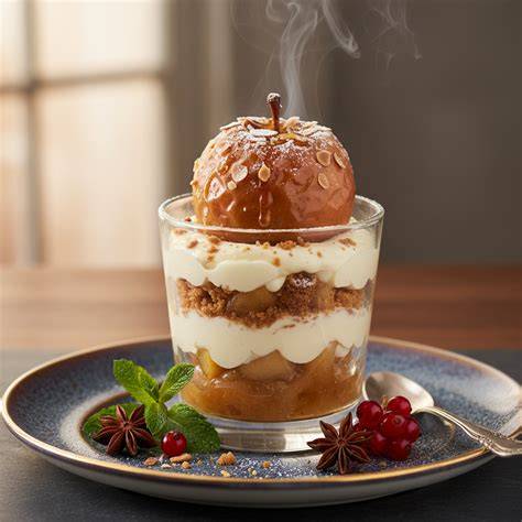 Bratapfel Schichtdessert mit Creme und Streuseln