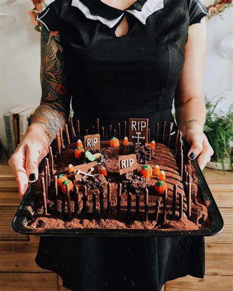 Brownie Friedhof mit essbaren Grabsteinen und Deko