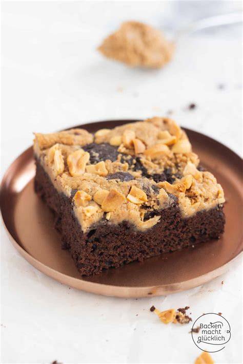 Brownies mit Schokolade und Erdnussbutter, Marmorierung und Nüssen
