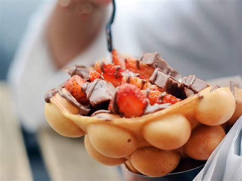 Bubble Waffel im speziellen Waffeleisen