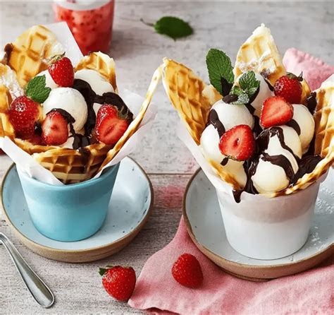 Bubble Waffel mit frischen Früchten und Schokolade