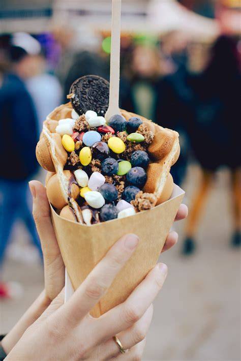 Bubble Waffle Nahaufnahme: goldgelb und fluffig