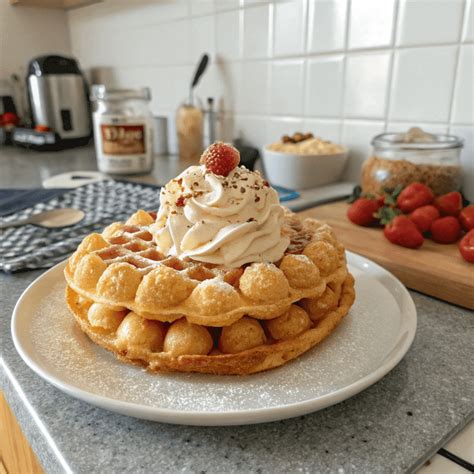 Bubble Waffle mit verschiedenen Toppings