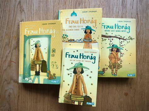 Buchcover verschiedener Frau Honig Bände nebeneinander