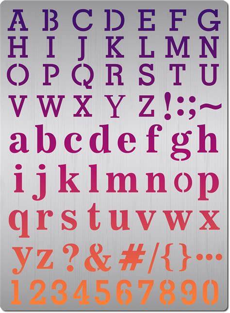 Buchstaben-Schablone und Werkzeug